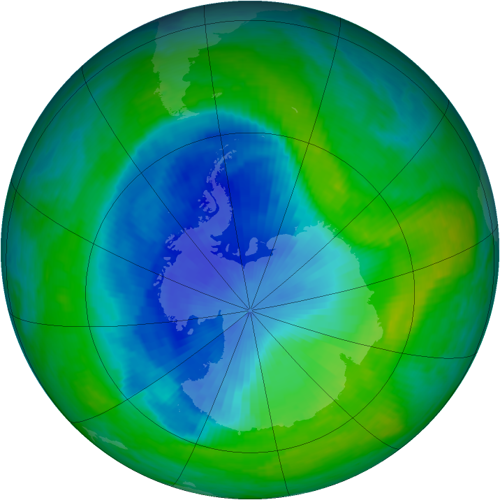 Antarctic ozone map for 01 December 1990